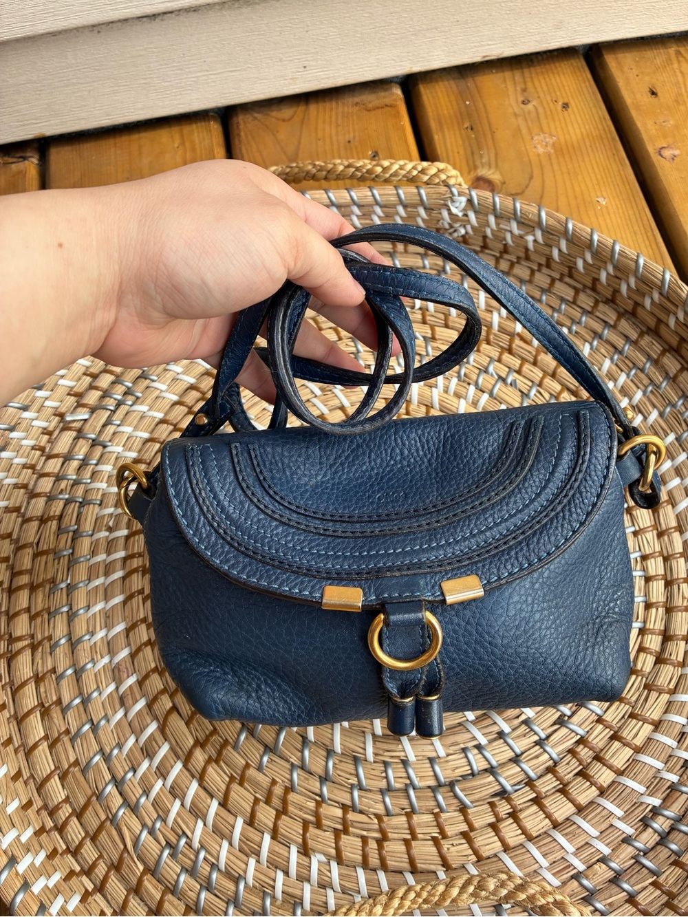 Chloe saddle blue Leather Crossbody Bag